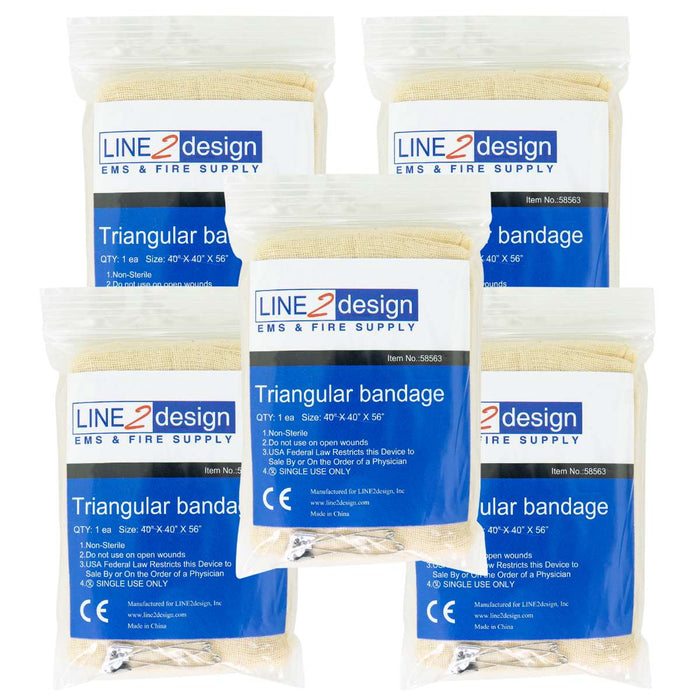 Triangular Bandage 40in x 40in x 56in, Pack of 5 - LINE2design 58563-5