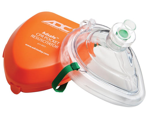 CPR Valve Mask Resuscitator Adult, Orange, w/case - ADC 4053