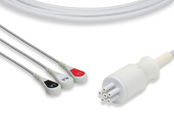C2320S0 Omron - Colin Compatible Direct-Connect ECG Cable. 3 Leads Snap