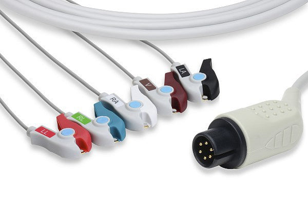 C2540P0 AAMI Compatible Direct-Connect ECG Cable. 5 Leads Pinch/Grabber